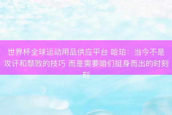 世界杯全球運(yùn)動(dòng)用品供應(yīng)平臺(tái) 哈珀：當(dāng)今不是攻訐和頹敗的技巧 